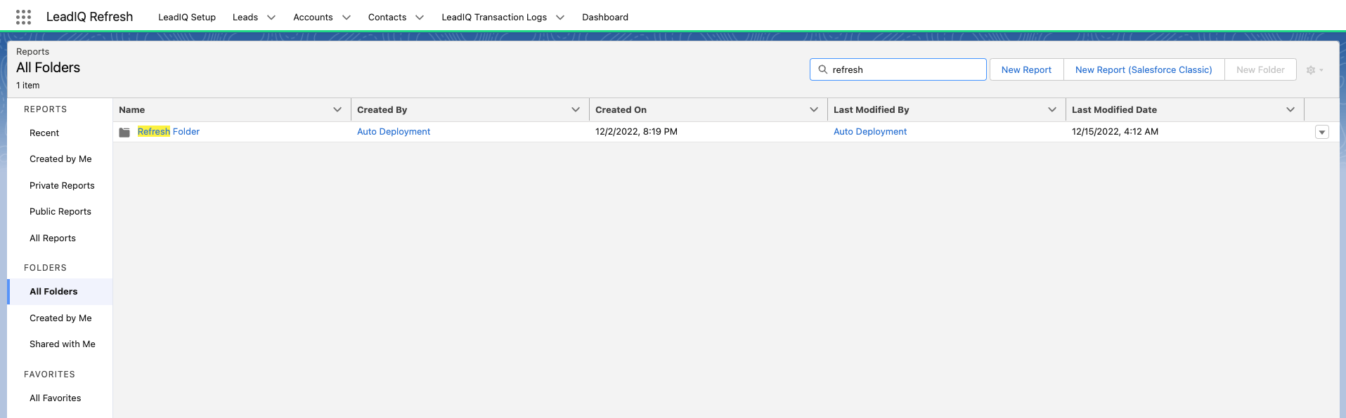 LeadIQ Refresh Dashboard and Reports LeadIQ